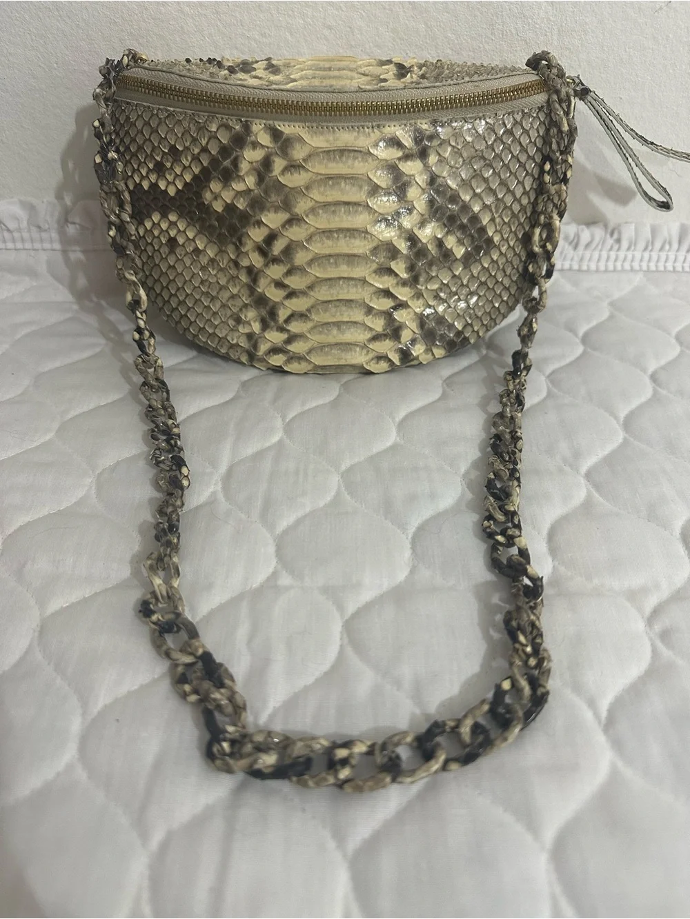 Nancy Gonzalez Python Crossbody -belt bag in Beige and Black